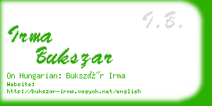 irma bukszar business card